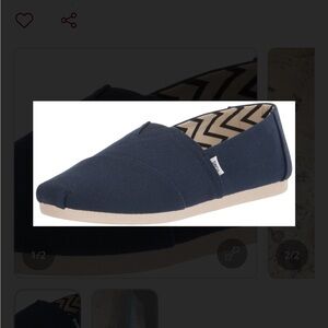 Toms Dark Blue Canvas Slip-Ons
